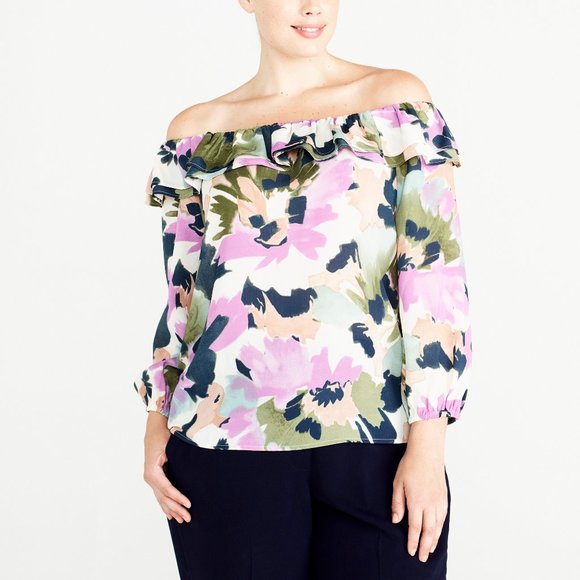 NWT Womens Size Small J. Crew Mercantile Floral Print Convertible Ruffle Top - Picture 3 of 4